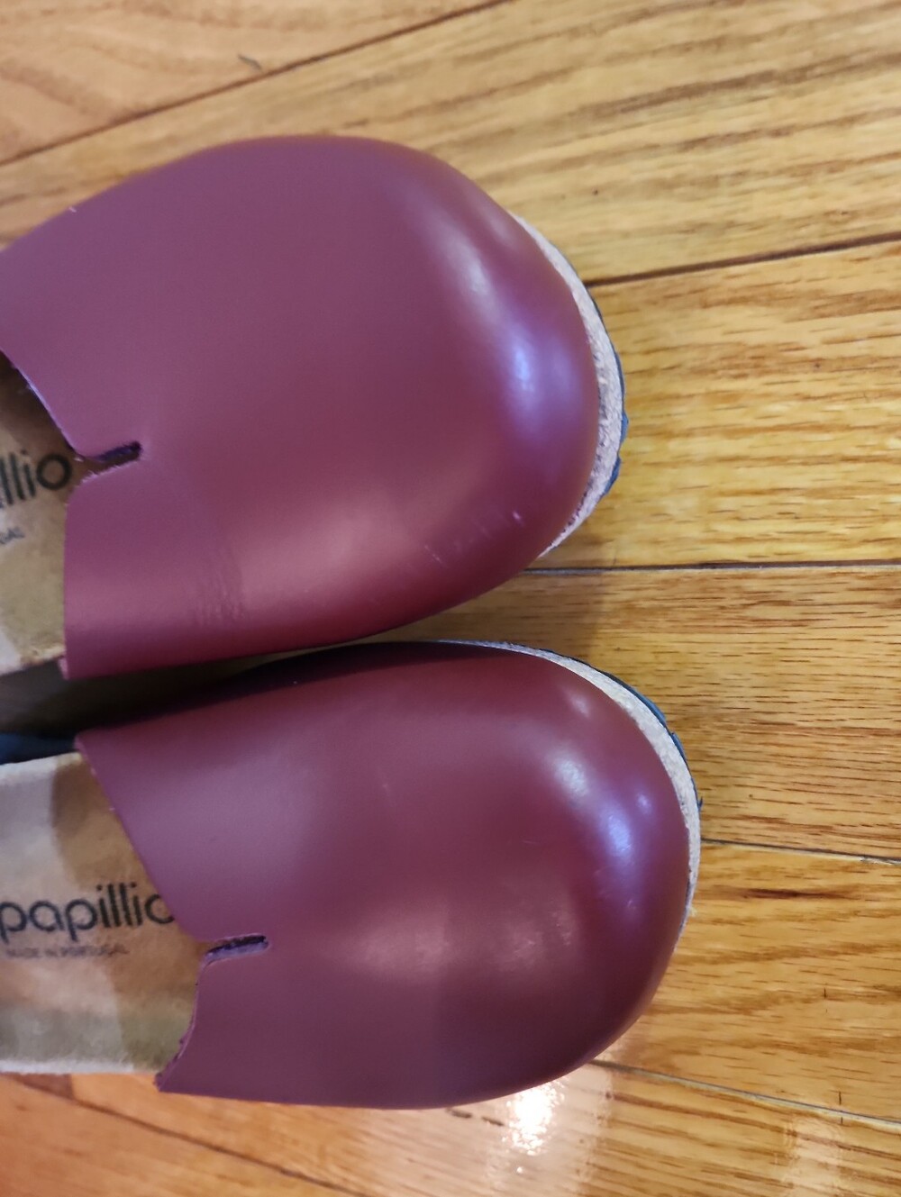 Papillio Burgundy Leather Mary Jane Wedge Shoes with Ankle Strap - Picture 7 of 12
